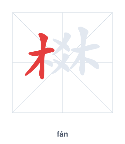 Stroke order practice for 棥 - fán
