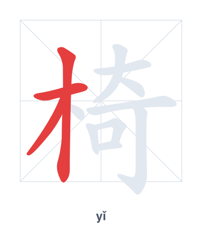 Stroke order practice for 椅 - yǐ