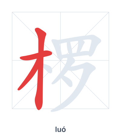Stroke order practice for 椤 - luó