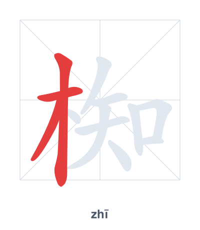 Stroke order practice for 椥 - zhī