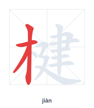 Stroke order practice for 楗 - jiàn