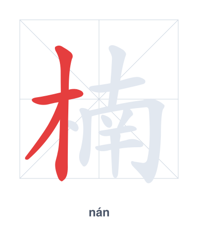 Stroke order practice for 楠 - nán