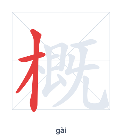 Stroke order practice for 概 - gài