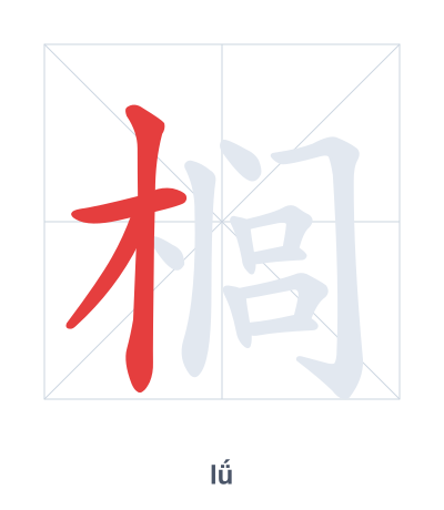 Stroke order practice for 榈 - lǘ