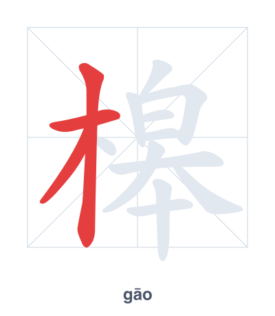 Stroke order practice for 槔 - gāo