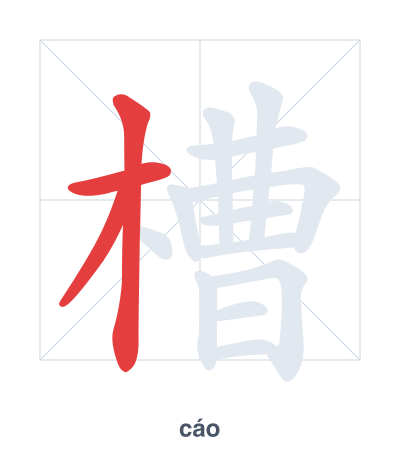 Stroke order practice for 槽 - cáo