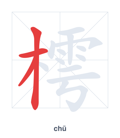 Stroke order practice for 樗 - chū