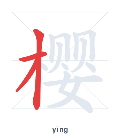 Stroke order practice for 樱 - yīng