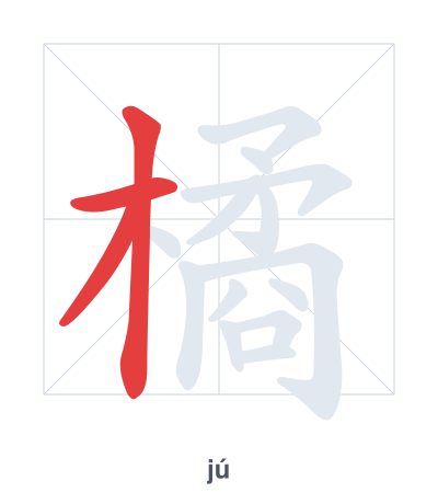 Stroke order practice for 橘 - jú