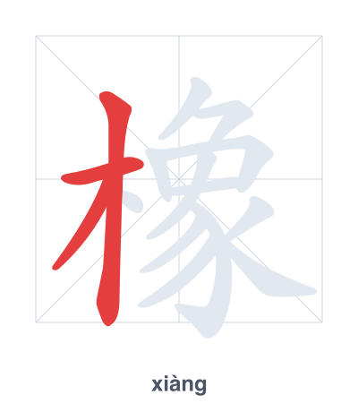 Stroke order practice for 橡 - xiàng