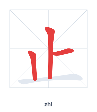 Stroke order practice for 止 - zhǐ