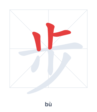 Stroke order practice for 步 - bù