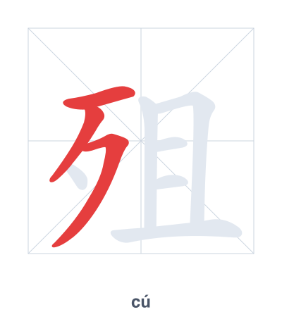 Stroke order practice for 殂 - cú