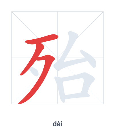 Stroke order practice for 殆 - dài