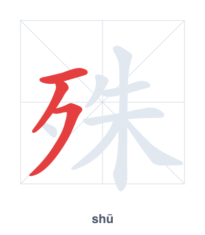 Stroke order practice for 殊 - shū