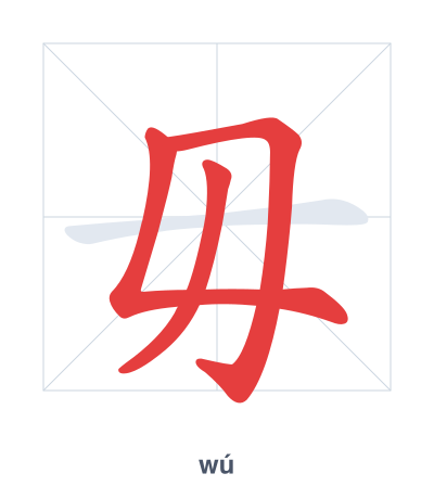 Stroke order practice for 毋 - wú