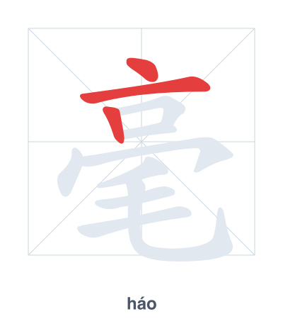 Stroke order practice for 毫 - háo