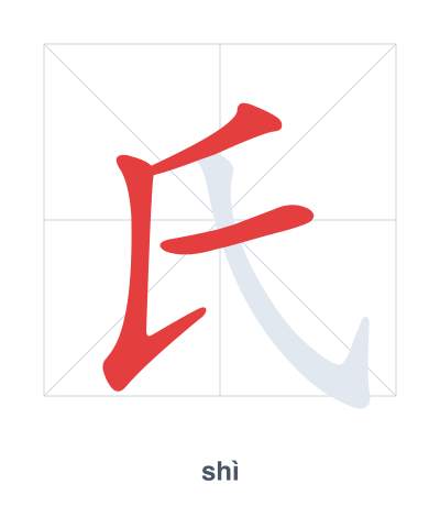 Stroke order practice for 氏 - shì