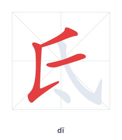 Stroke order practice for 氐 - dī