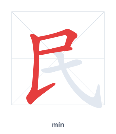 Stroke order practice for 民 - mín