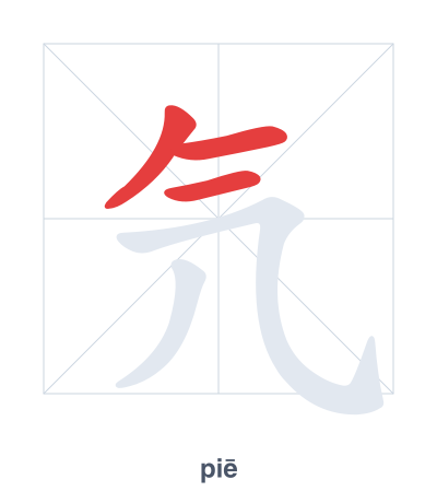Stroke order practice for 氕 - piē