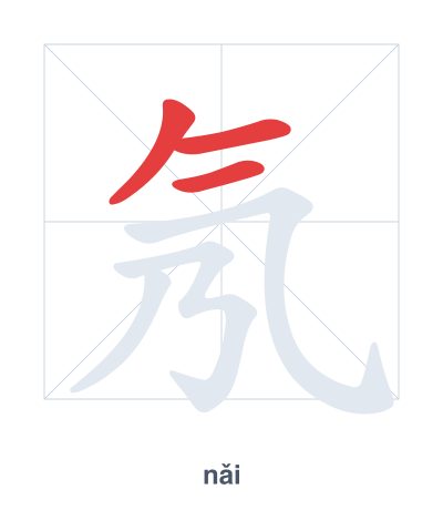 Stroke order practice for 氖 - nǎi