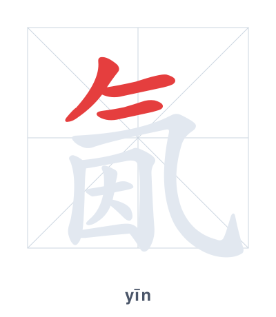 Stroke order practice for 氤 - yīn