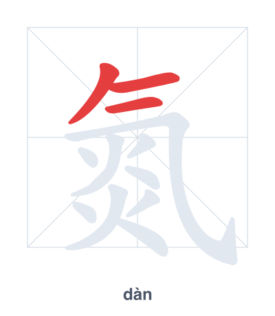 Stroke order practice for 氮 - dàn