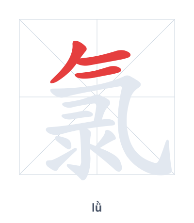 Stroke order practice for 氯 - lǜ