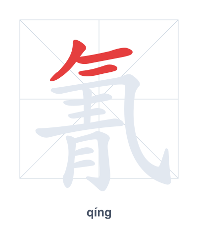 Stroke order practice for 氰 - qíng