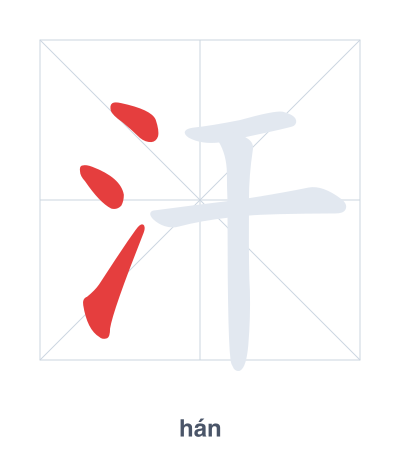 Stroke order practice for 汗 - hán