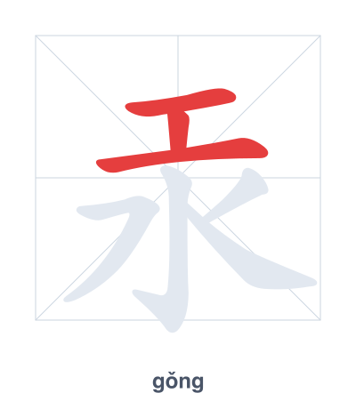 Stroke order practice for 汞 - gǒng