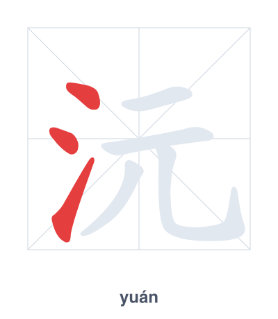 Stroke order practice for 沅 - yuán