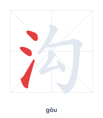 Stroke order practice for 沟 - gōu