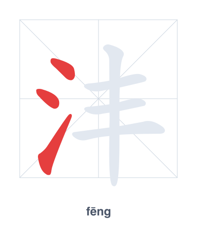 Stroke order practice for 沣 - fēng