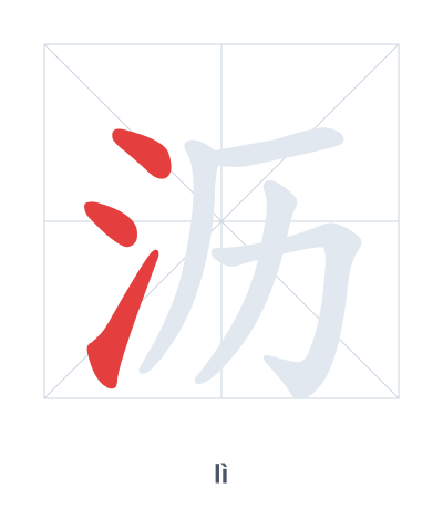 Stroke order practice for 沥 - lì