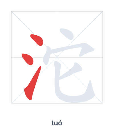 Stroke order practice for 沱 - tuó