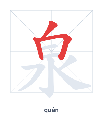 Stroke order practice for 泉 - quán