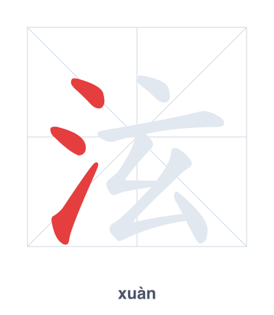 Stroke order practice for 泫 - xuàn