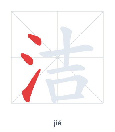 Stroke order practice for 洁 - jié