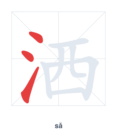 Stroke order practice for 洒 - sǎ