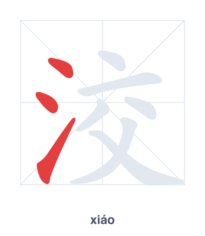 Stroke order practice for 洨 - xiáo