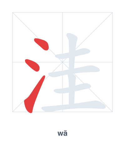 Stroke order practice for 洼 - wā