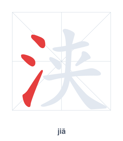 Stroke order practice for 浃 - jiā