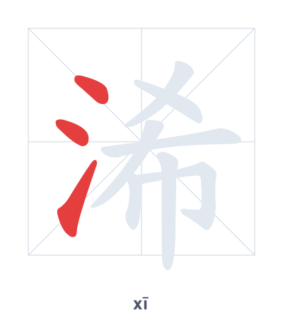 Stroke order practice for 浠 - xī