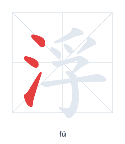 Stroke order practice for 浮 - fú