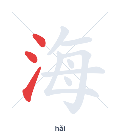 Stroke order practice for 海 - hǎi