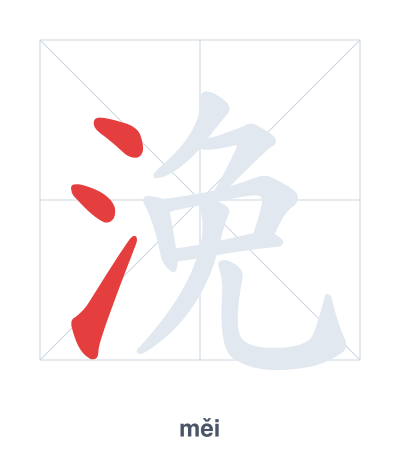 Stroke order practice for 浼 - měi