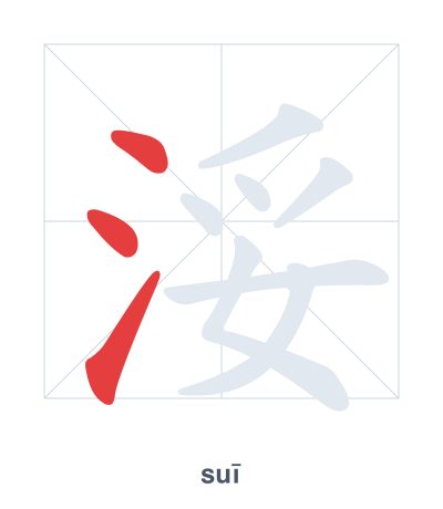 Stroke order practice for 浽 - suī