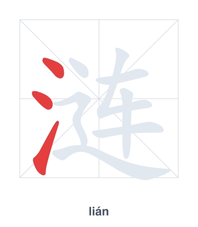 Stroke order practice for 涟 - lián